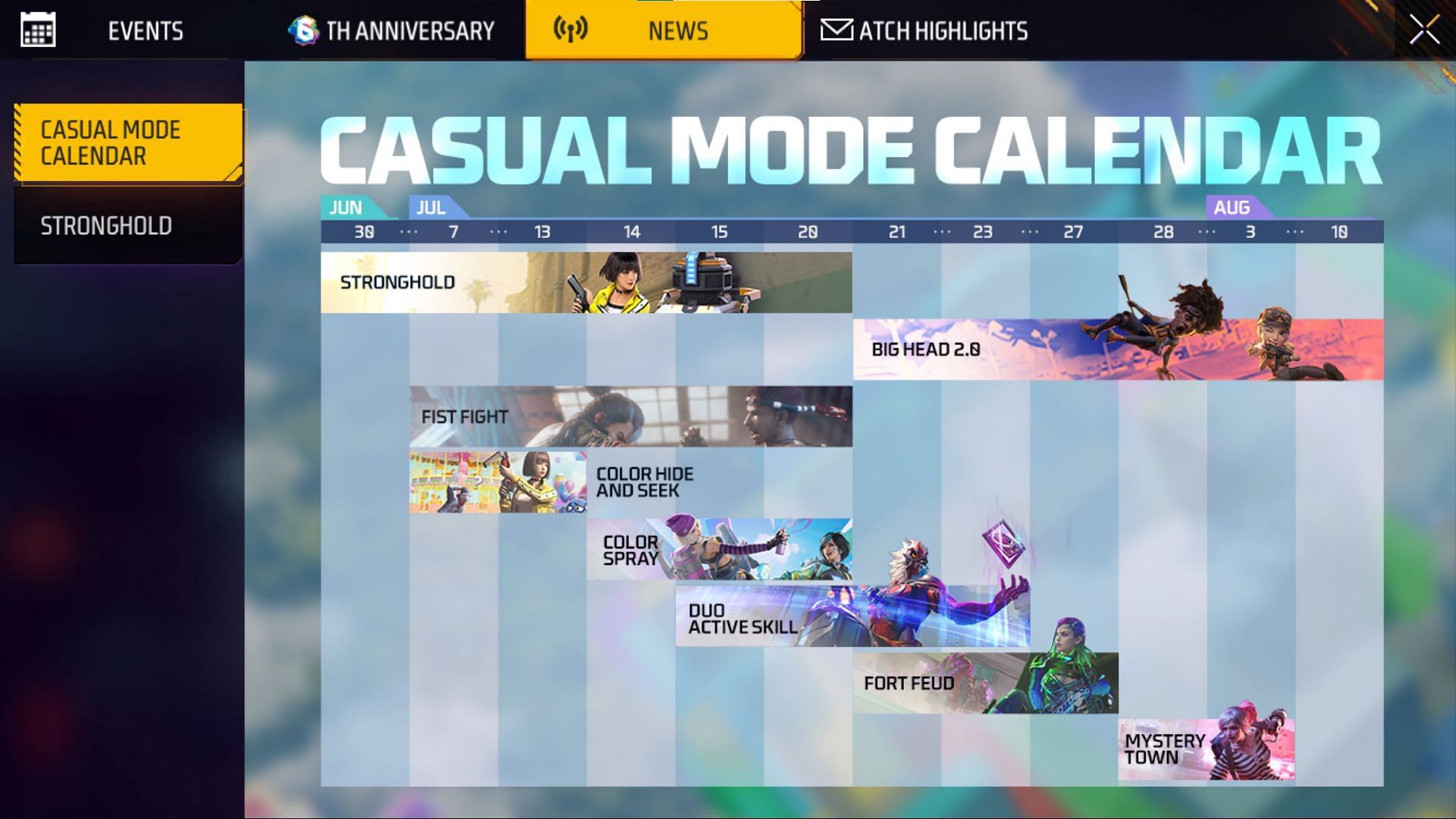 Casual Mode कैलेंडर (Image via Garena)