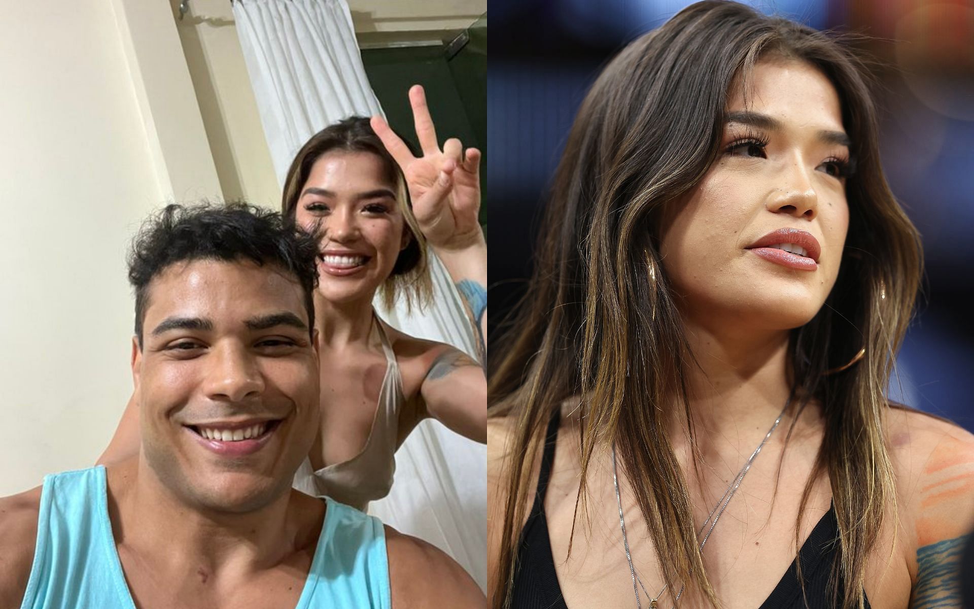 Paulo Costa with Tracy Cortez (left) and Tracy Cortez (right) (Image credits Getty Images and @BorrachinhaMMA on Twitter)