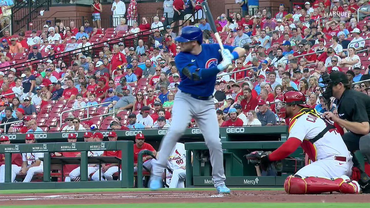 Cubs' Happ hits Cardinals catcher Contreras in head with follow-through,  then gets hit by pitch