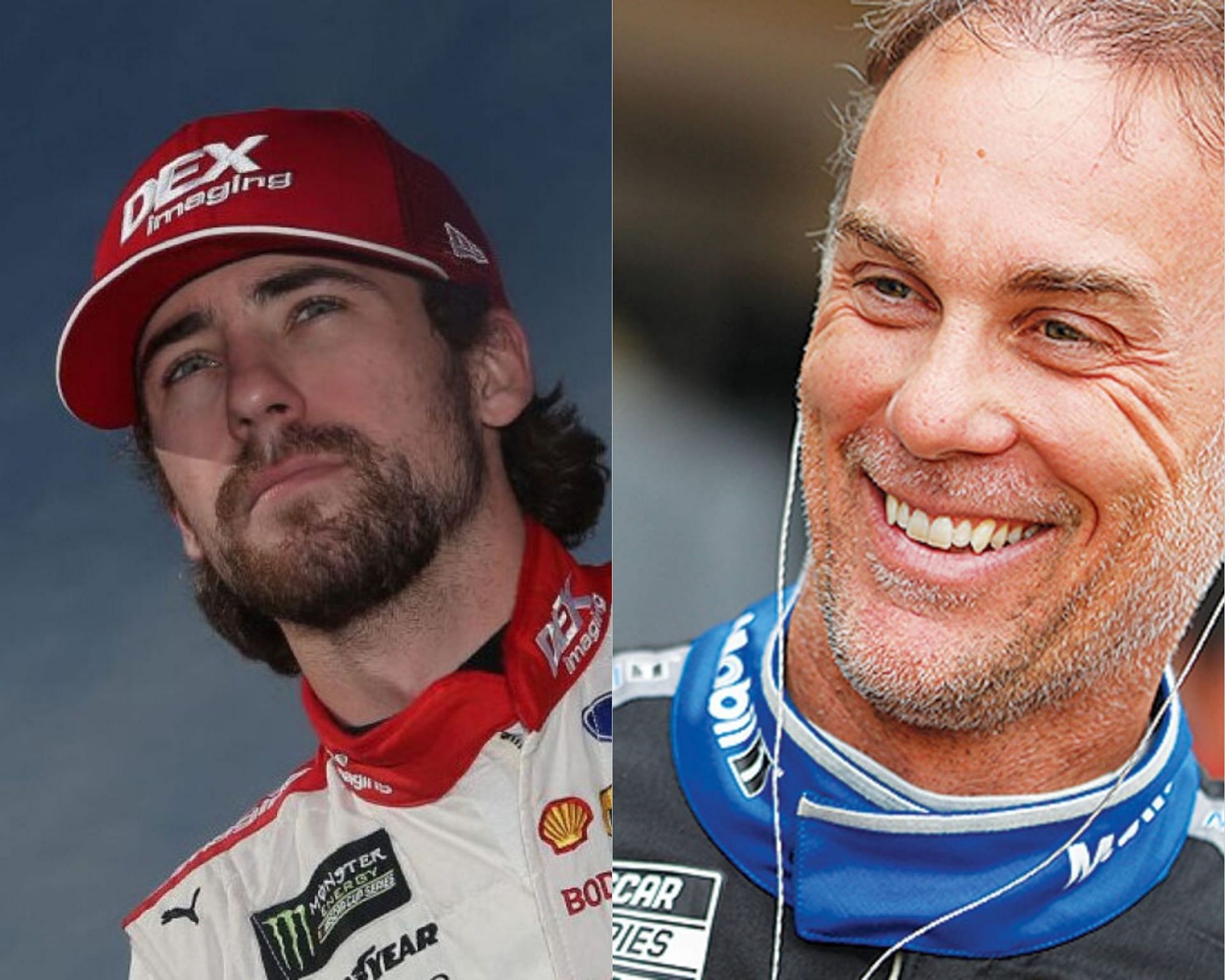 (L-R) NASCAR Cup Series drivers Ryan Blaney and Kevin Harvick.
