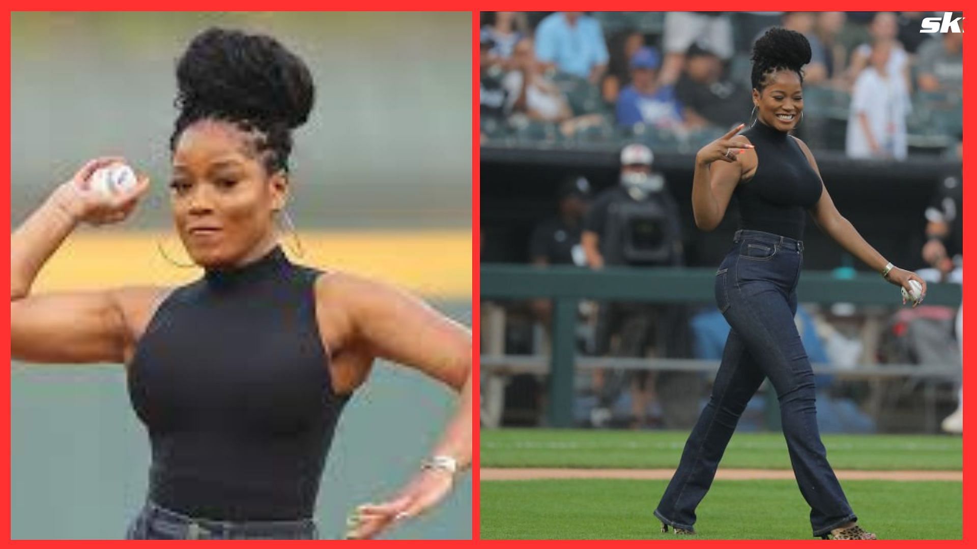  Fans erupt as actress Keke Palmer throws out first pitch before Chicago White Sox-Chicago Cubs game