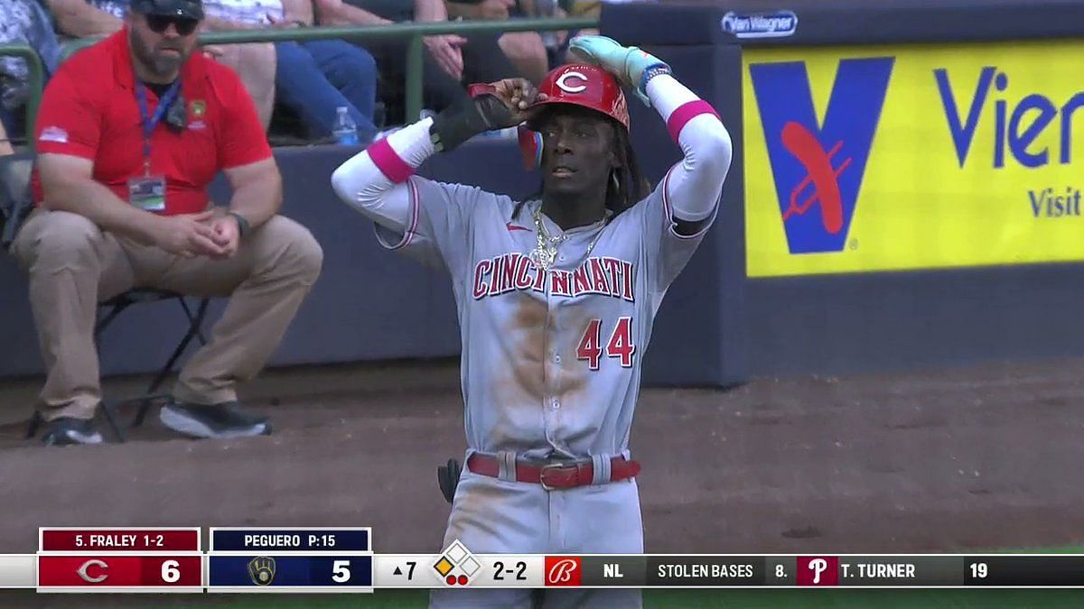 Reds' Elly De La Cruz wows baseball fans with straight steal of home after  swiping second and third