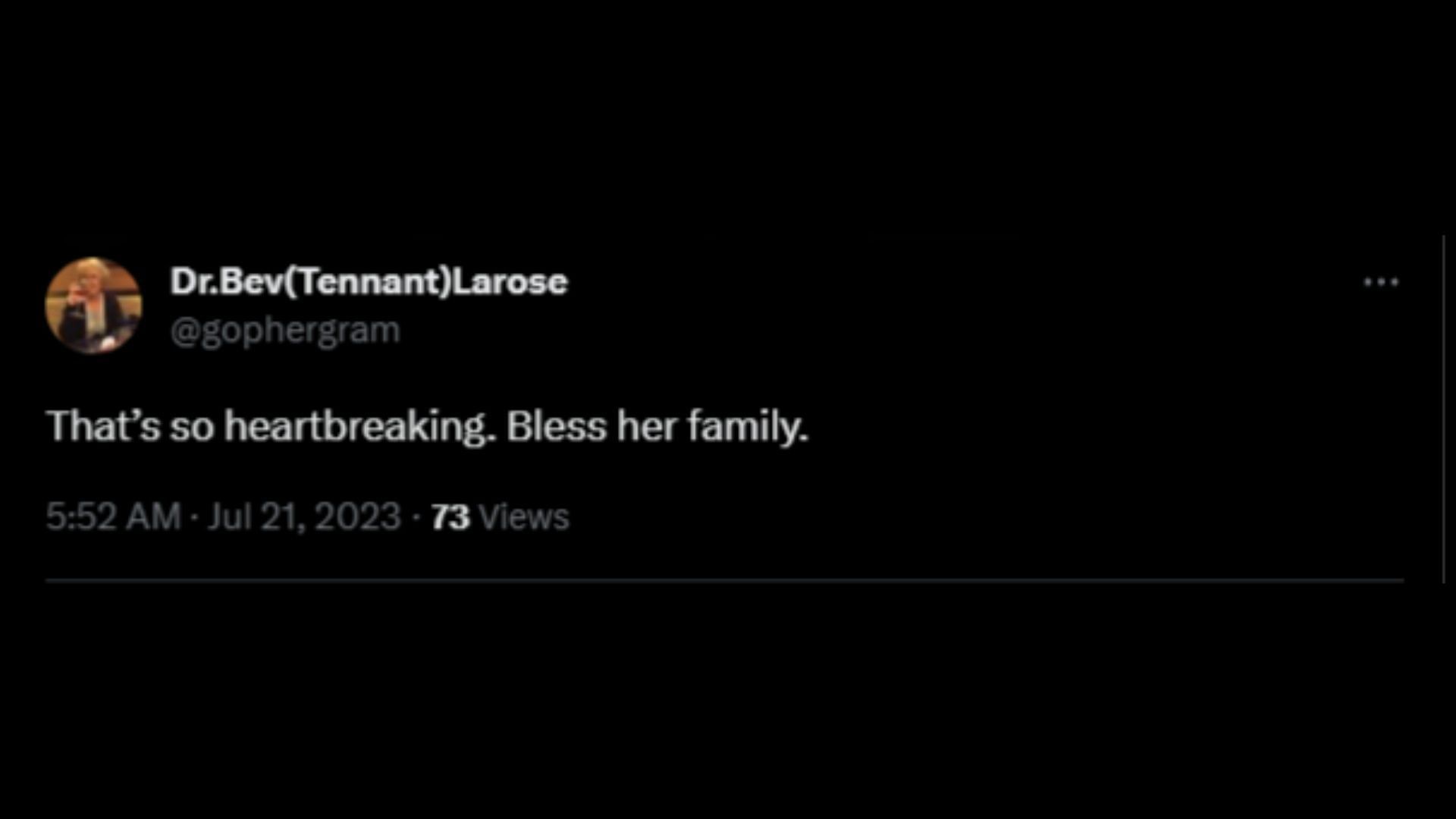 Screenshot of a Twitter user remarking on the 11-year-old girl&#039;s untimely demise in the boating accident. (Photo @seracongi/Twitter)