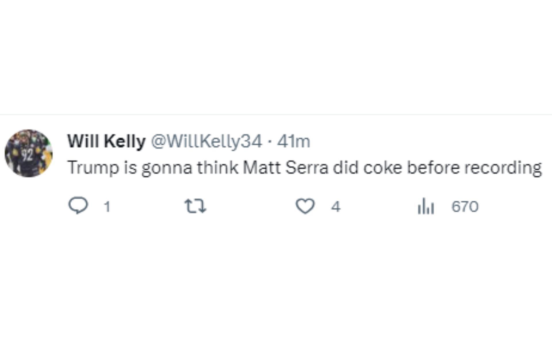 Fan reacting to Matt Serra&#039;s situation in the episode