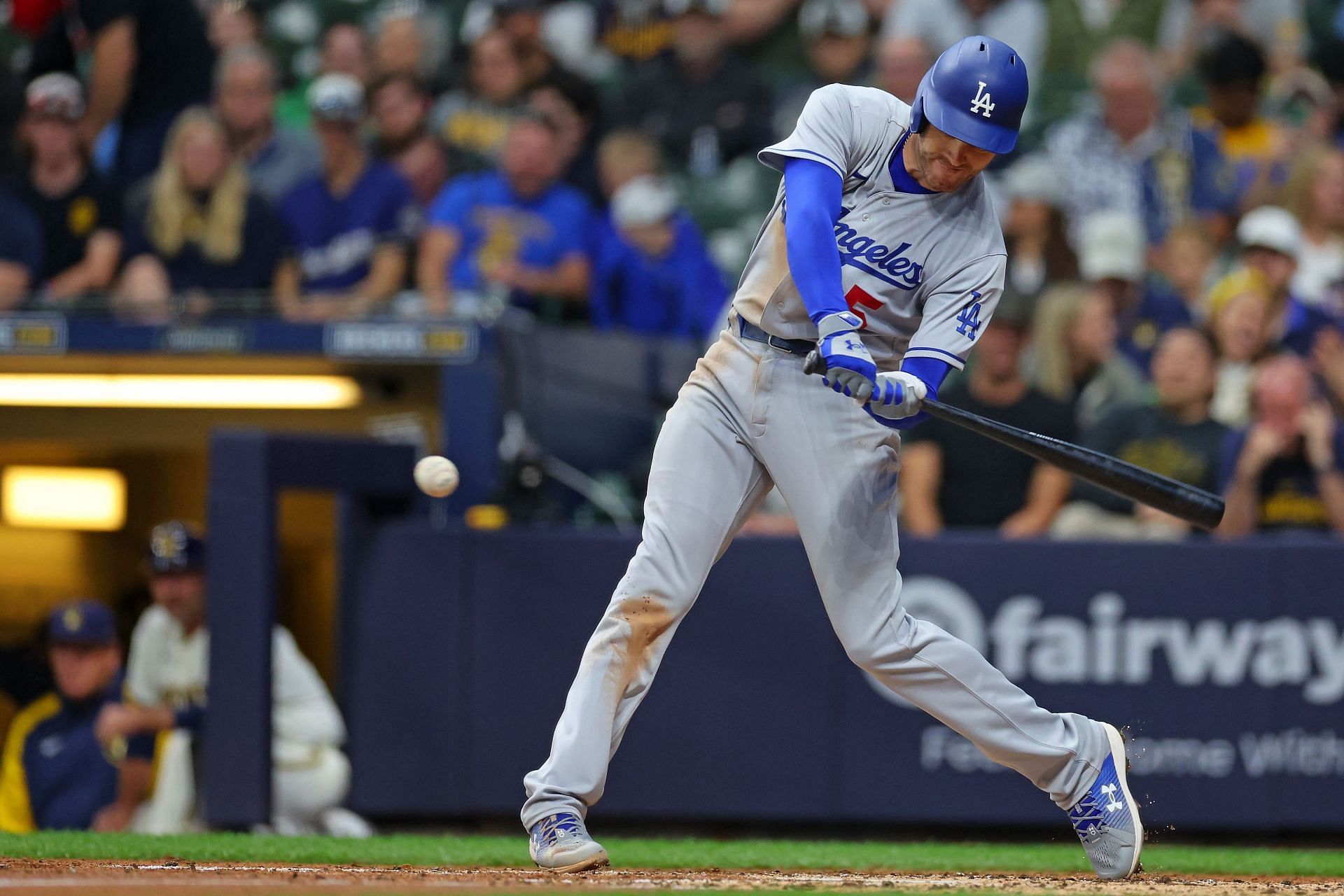 Freddie Freeman of the Los Angeles Dodgers against the Milwaukee Brewers at American Family Field