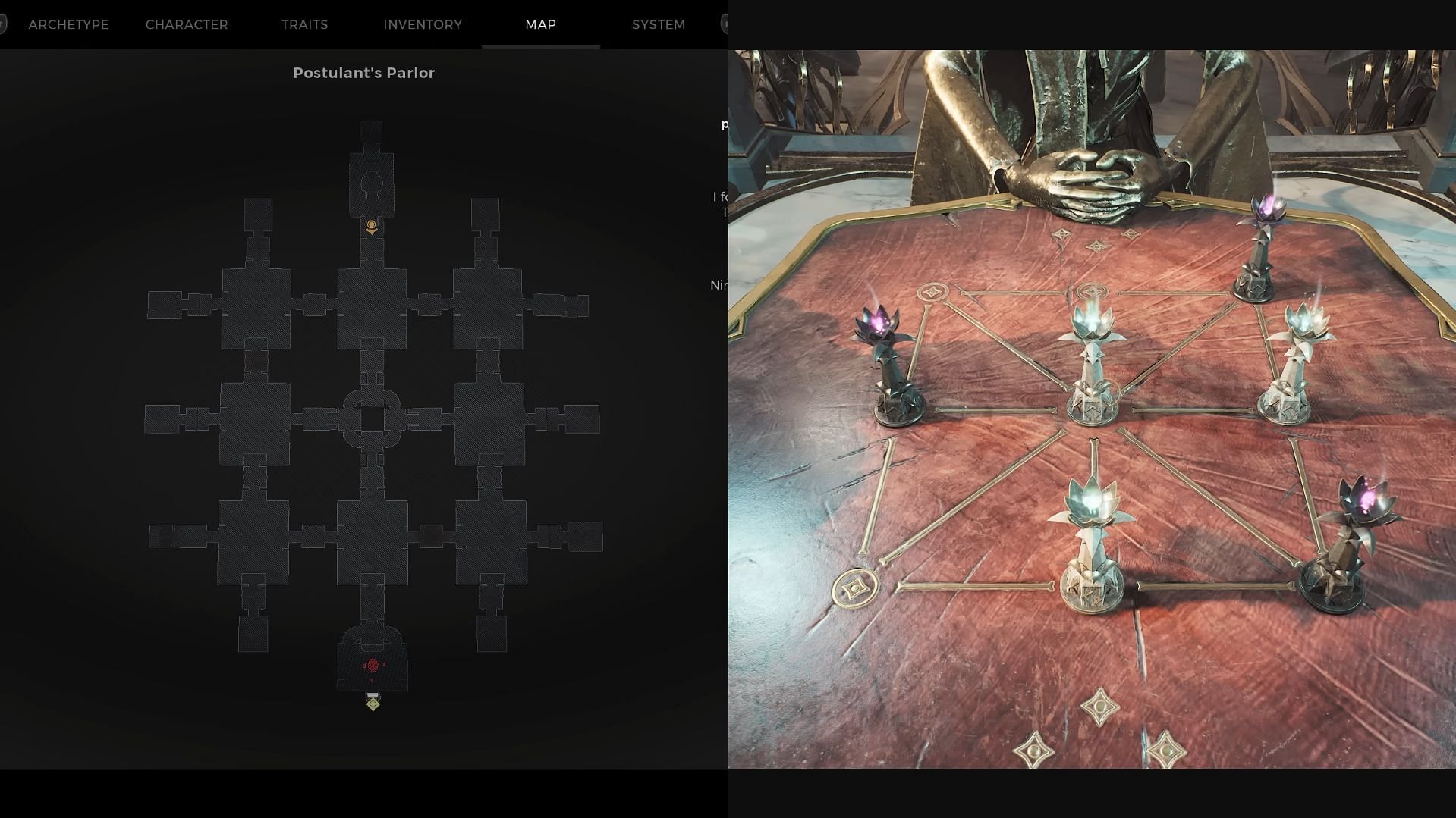 Postulant Parlor map overview and tic tac toe board (Image via Remnant 2)