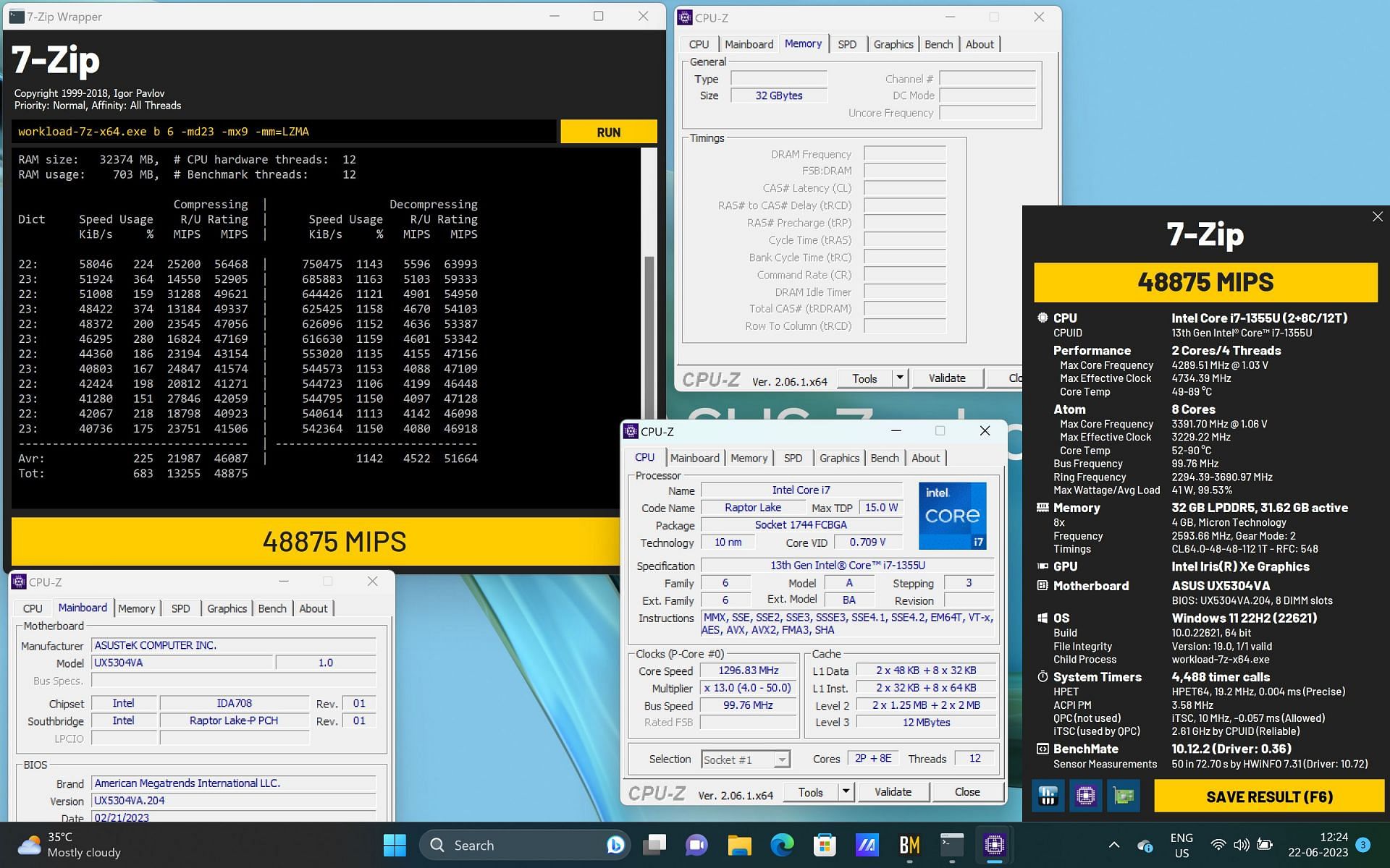 ASUS Zenbook S 13 OLED 7 Zip Score (Image via Sportskeeda)