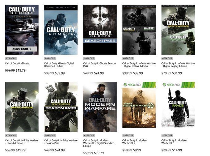 All Call of Duty games on Xbox Ultimate Game Sale Prices, dates, and more