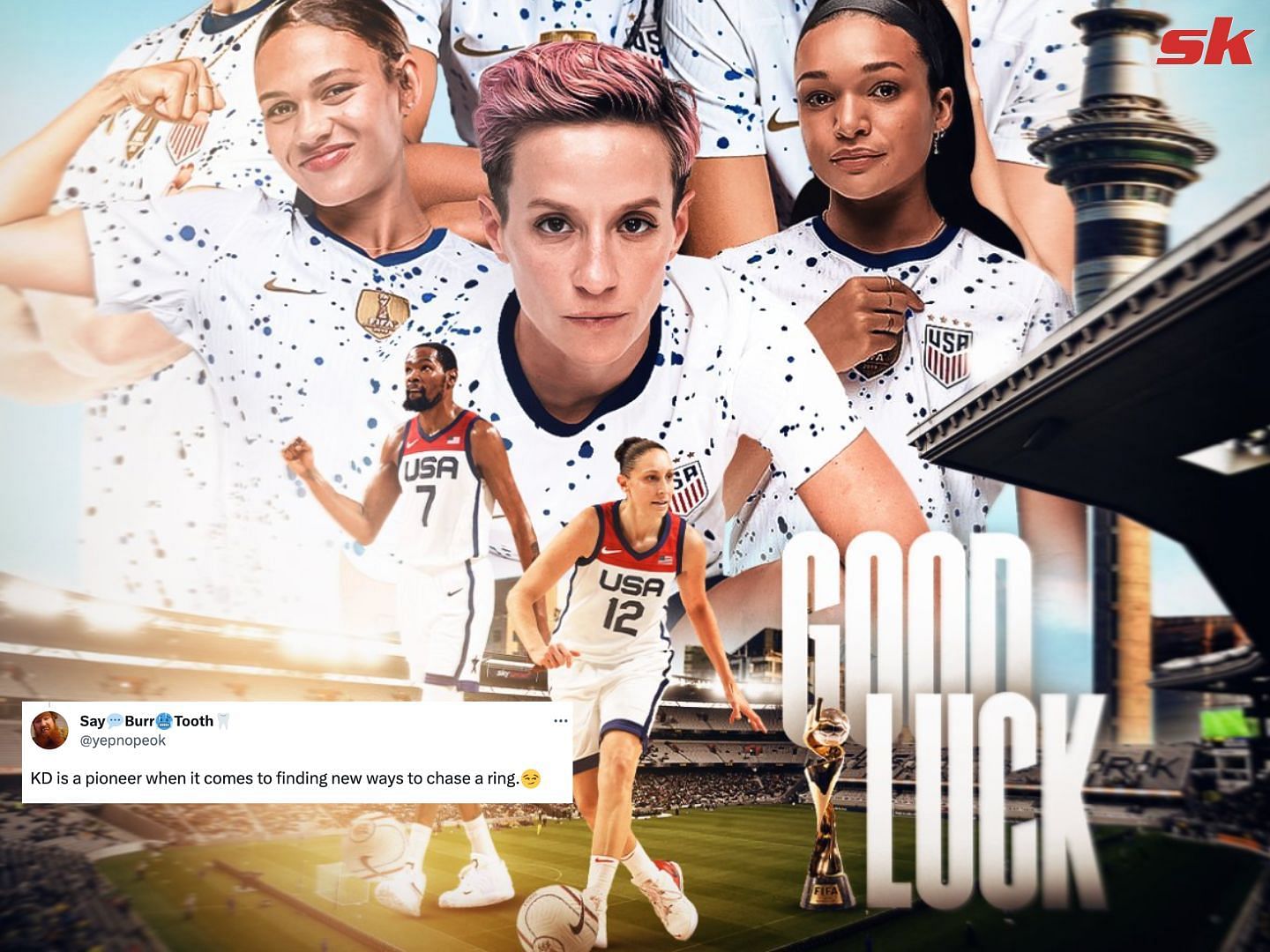 Fan mocks Kevin Durant after the NBA star gets featured on a promotional poster for USWNT