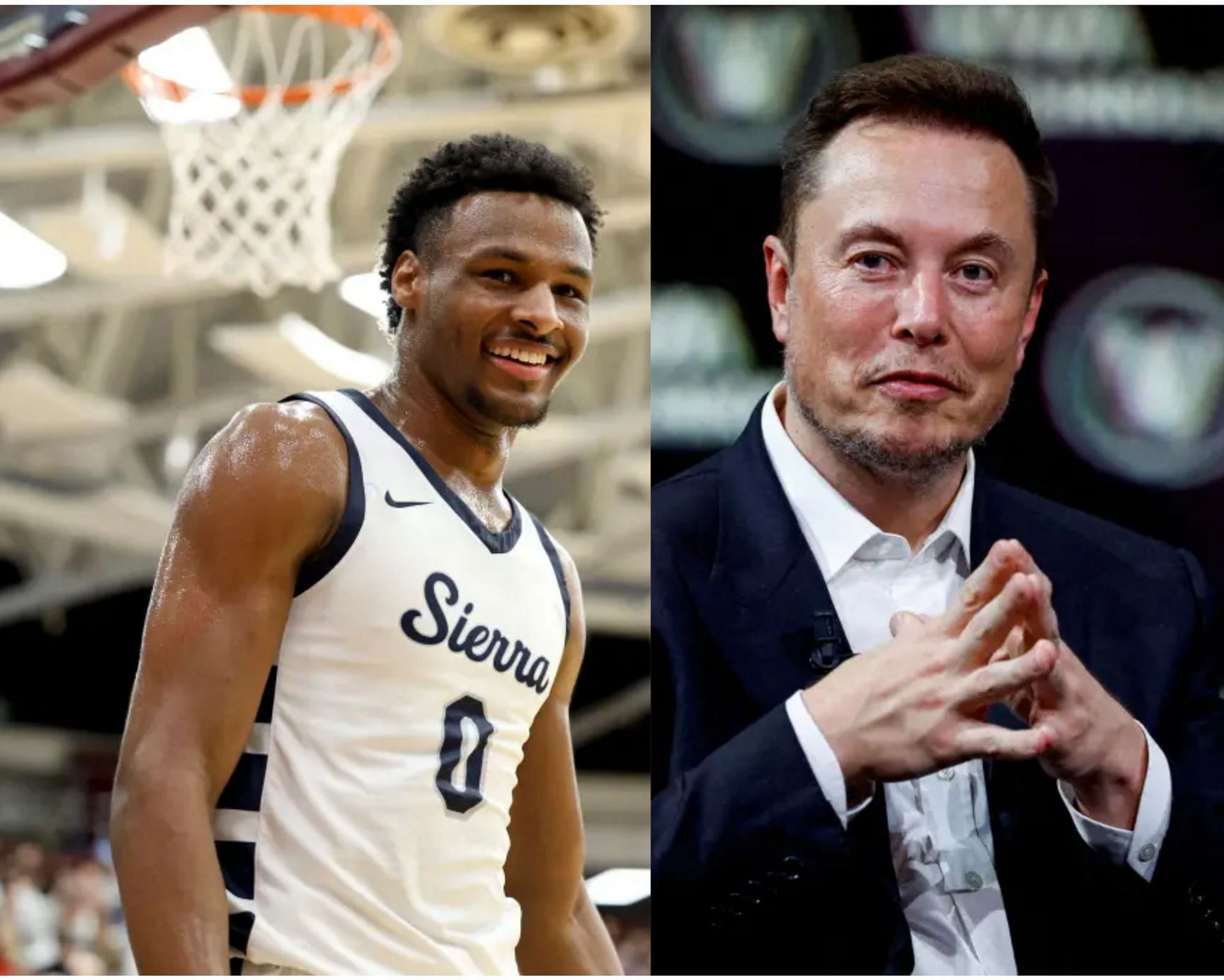 USC star Bronny James and Twitter CEO, Elon Musk