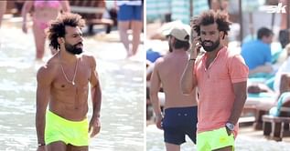 Liverpool superstar Mohamed Salah hits the beach in Mykonos for summer break as he flaunts ripped physique