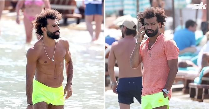 Liverpool superstar Mohamed Salah hits the beach in Mykonos for summer break as he flaunts ripped physique