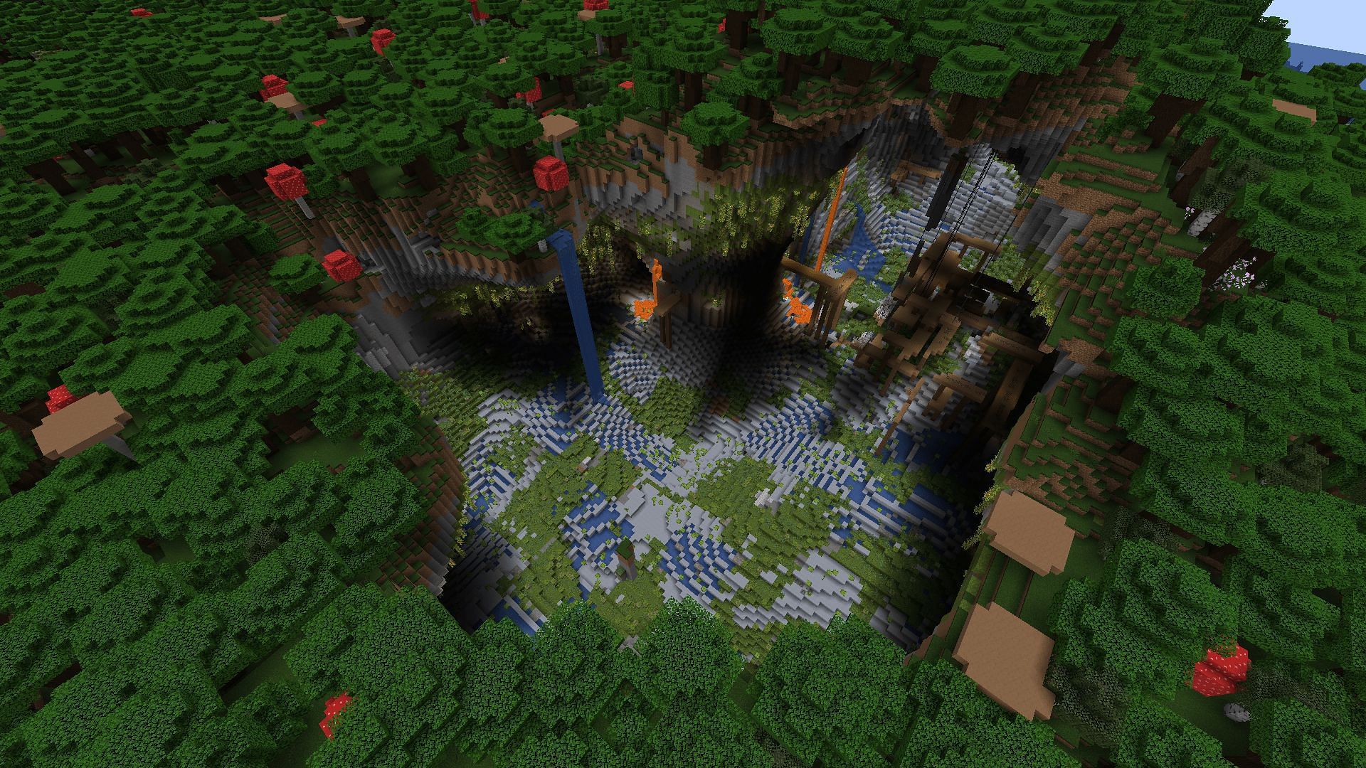 Chasms this large are a very clear anomaly in Minecraft&#039;s generation code (Image via Mojang)