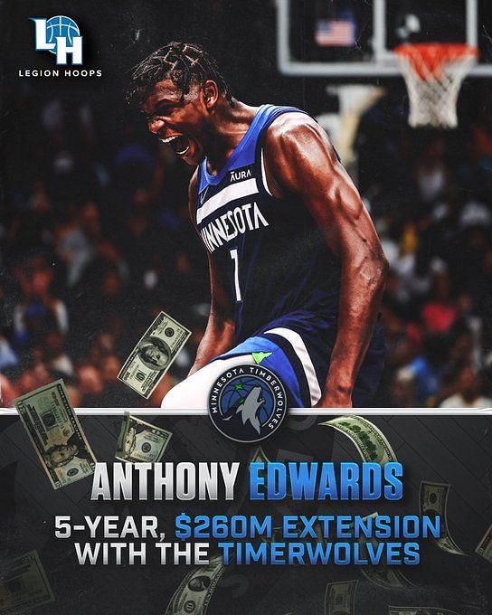 NBA: Timberwolves, Anthony Edwards Agree to 5-Year, $207 Million