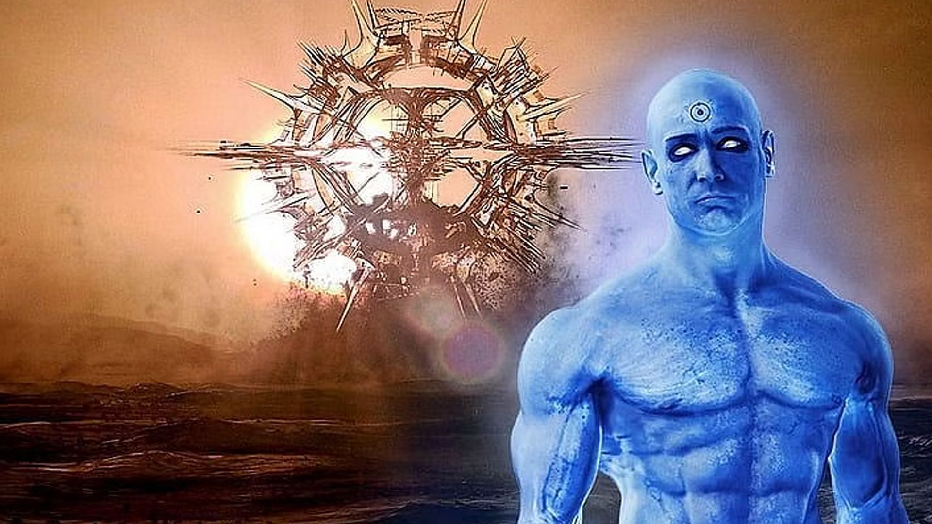 Within the vast realm of celestial beings exists none other than Doctor Manhattan, a paramount embodiment of powers beyond mortal imagination. (Image Via DC)