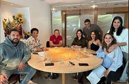 Sachin Tendulkar, Yuvraj Singh, and Ajit Agarkar have lunch together with their families in London