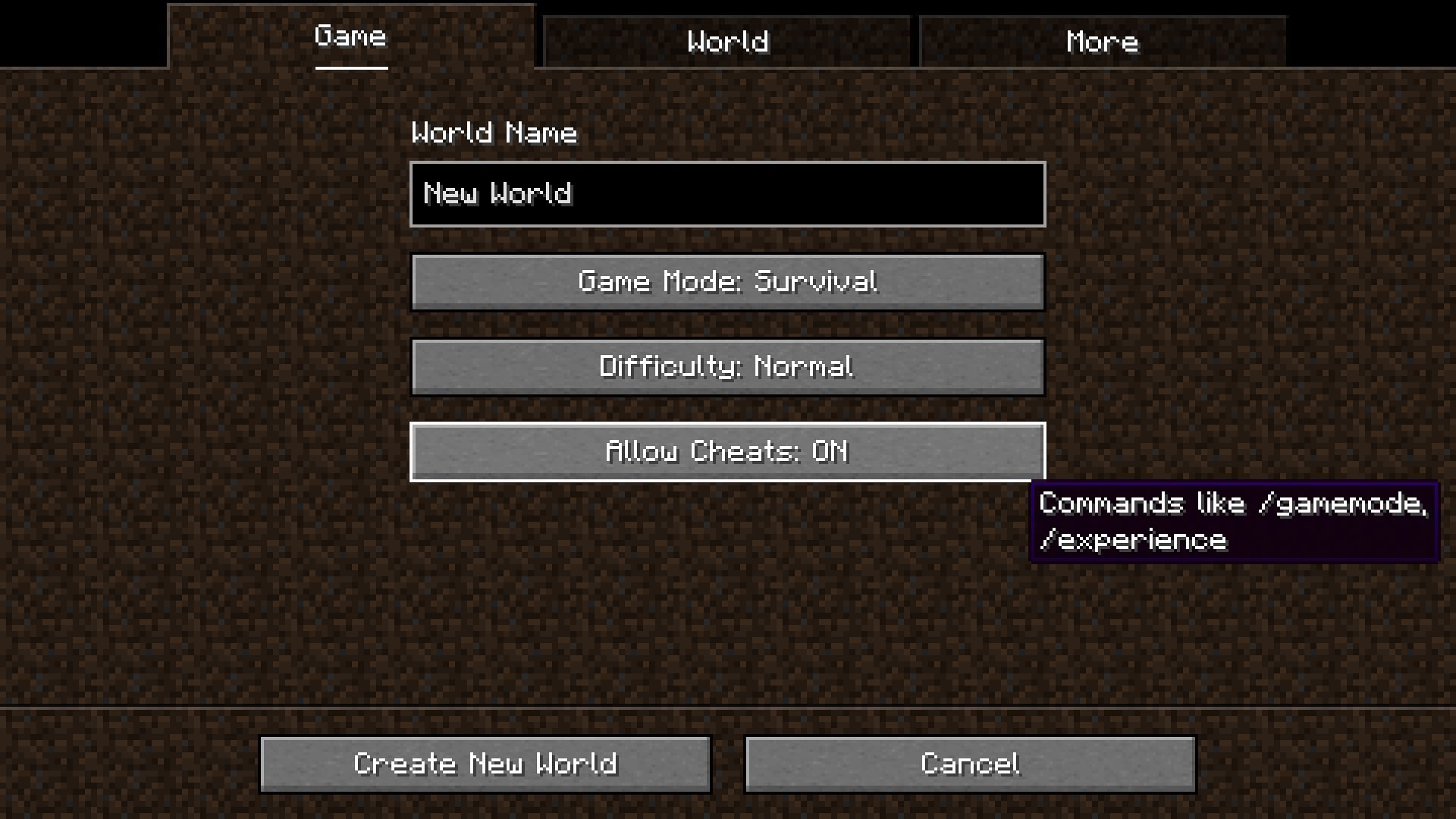 Minecraft has a long list of cheats and commands for players to utilize (Image via Mojang)