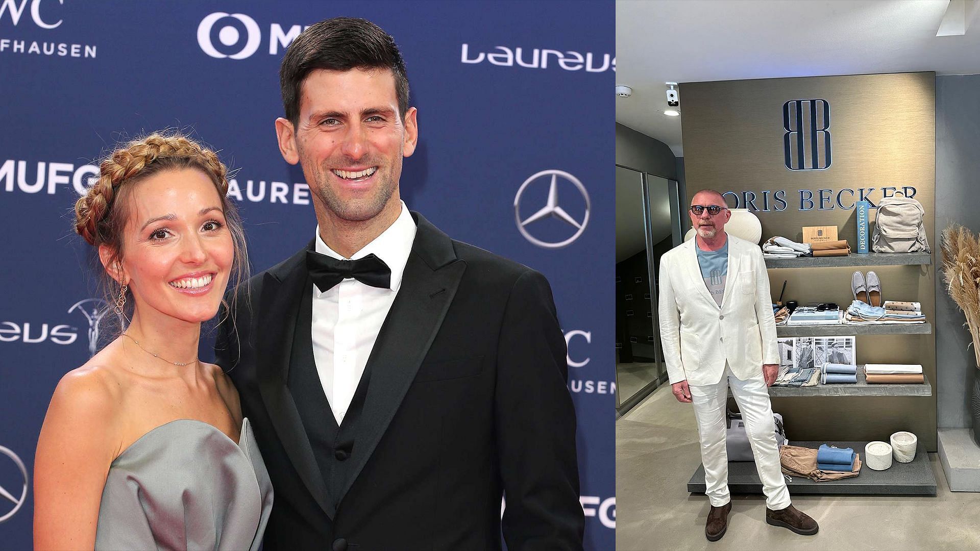 Novak Djokovic, his wife, and Boris Becker