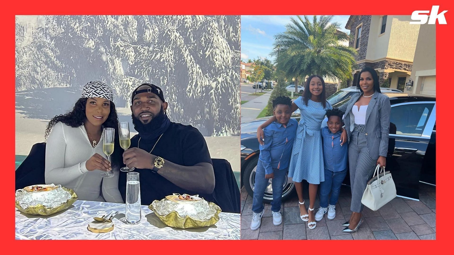 Marcell Ozuna with his wife, Genesis Guzman, and kids