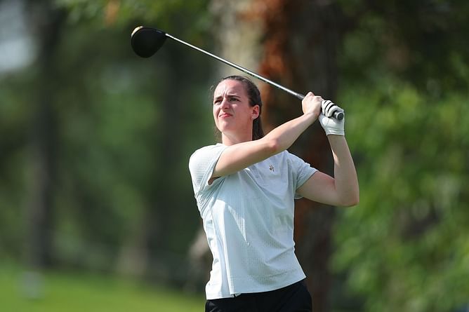 Watch: Basketball star Caitlin Clark tees off at the John Deere Classic Pro-Am