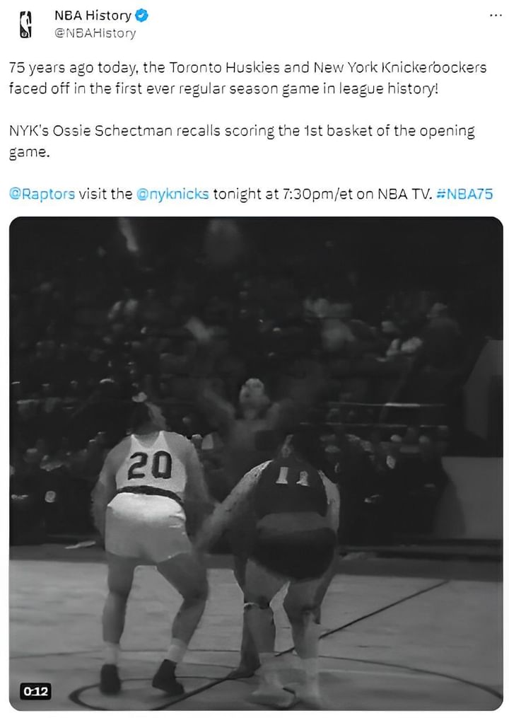 Who won the firstever NBA Game?