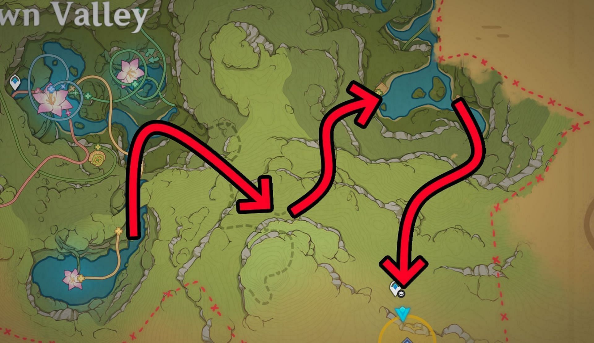 This is a route to get to the start of the Capturing Light and Shadow quest (Image via HoYoverse)