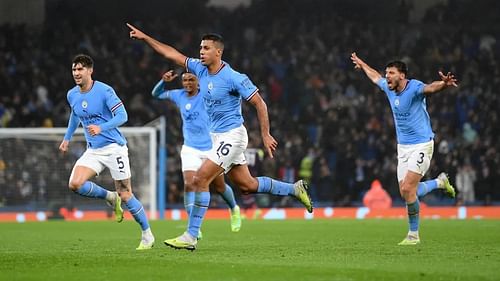 Manchester City players celebrating season accomplishments (Image via Getty)