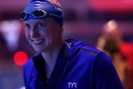 Katie Ledecky after winning women's 1500m freestyle at Phillips 66 National Championship at Indiana University in Indianapolis on July 1, 2023