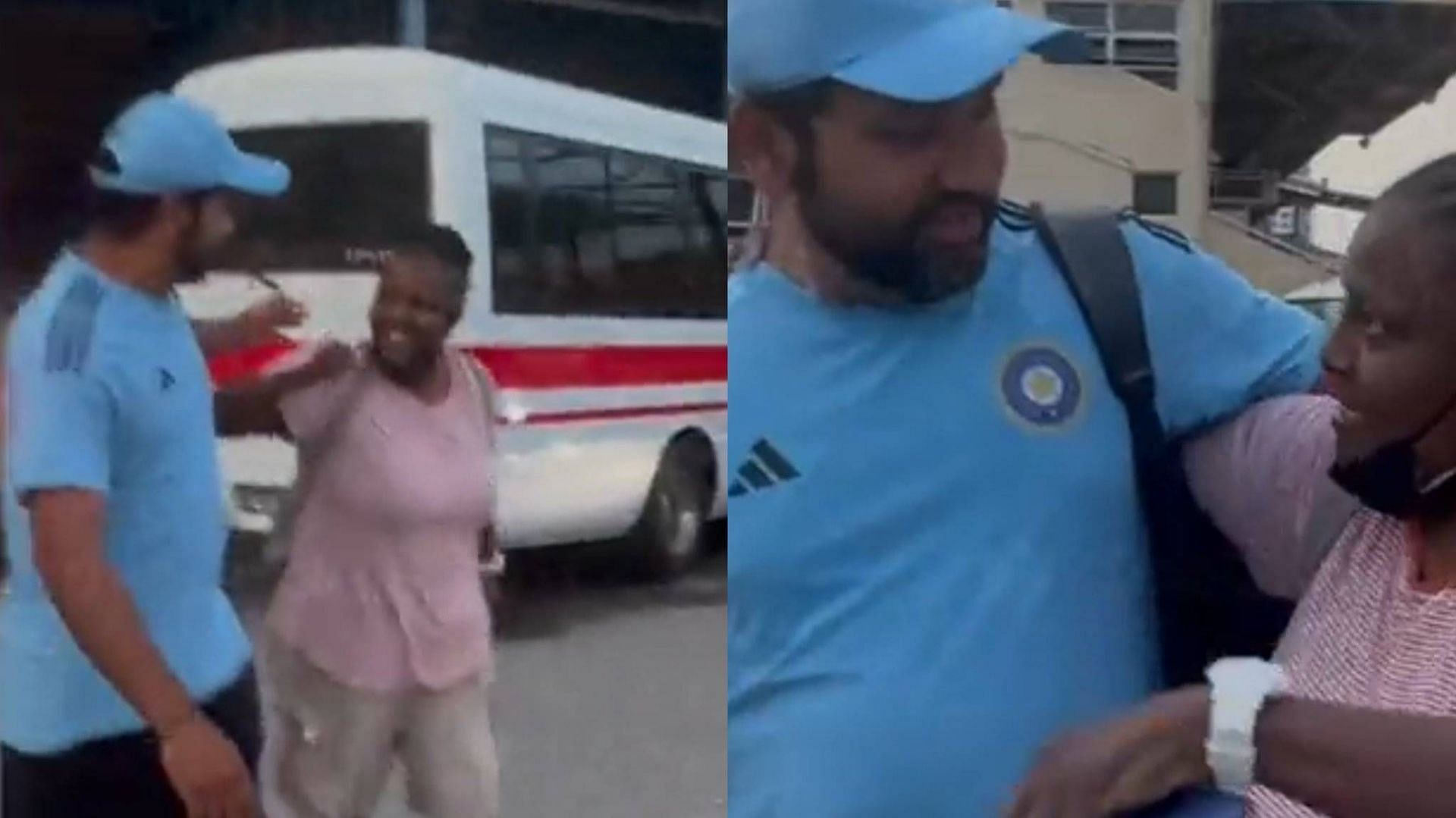 Rohit Sharma caught up with local Wind Ball team captain Karen (Image: Twitter)