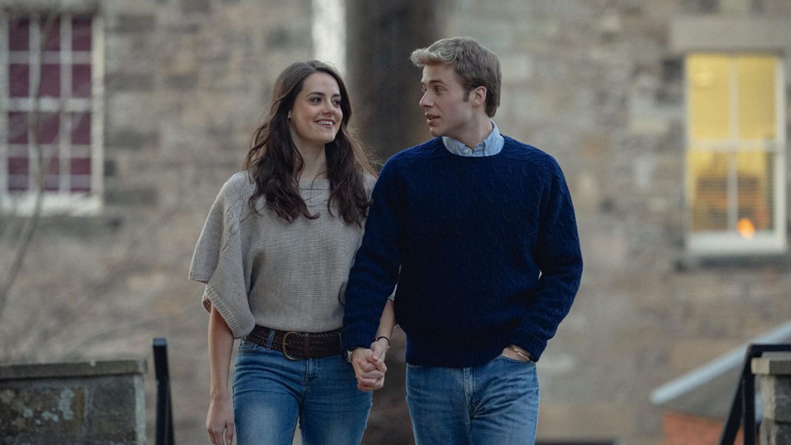 Meg Bellamy and Ed McVey as Kate and William in The Crown (Image via IMDb)