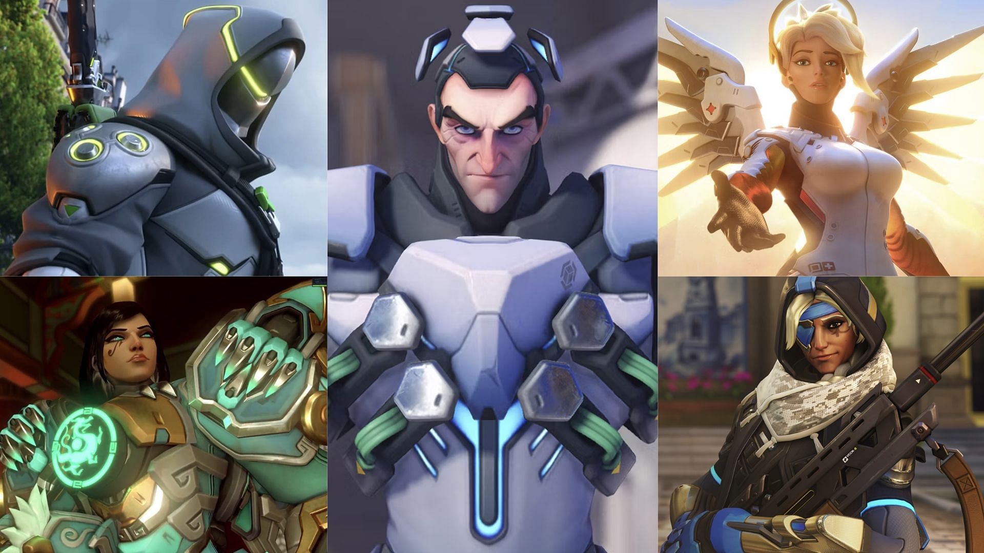Team composition for Sigma, Genji, Pharah, Mercy, and Ana (Image via Sportskeeda and Blizzard Entertainment)