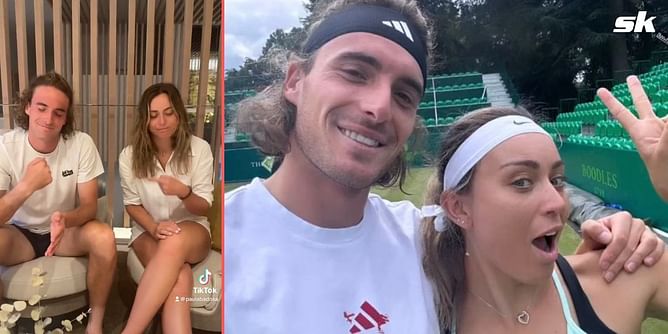 Stefanos Tsitsipas and Paula Badosa answer hilarious couples questions ft. First kiss, first 'I love you', & more