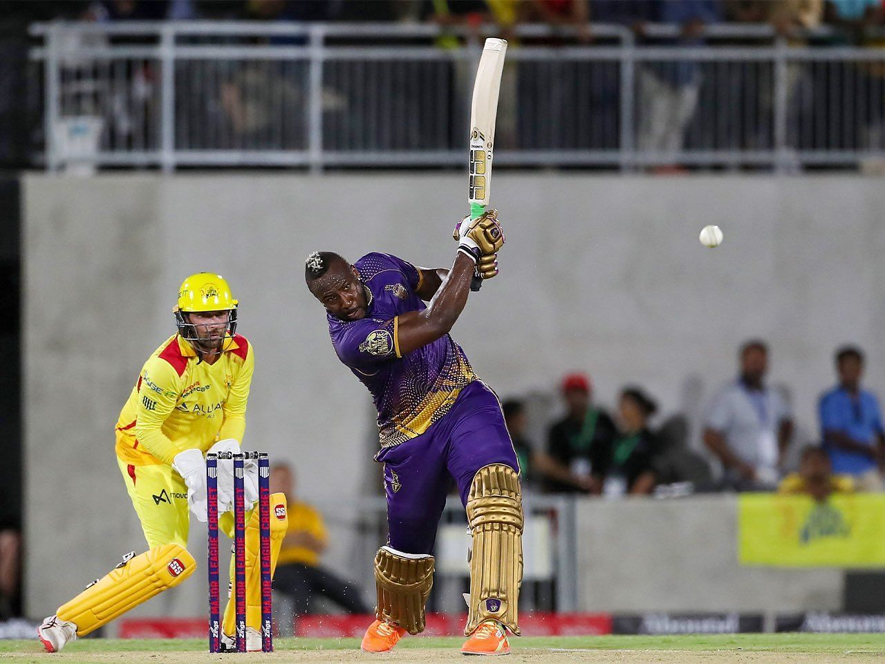 Andre Russell in action (Image Courtesy: Twitter/Los Angeles Knight Riders)