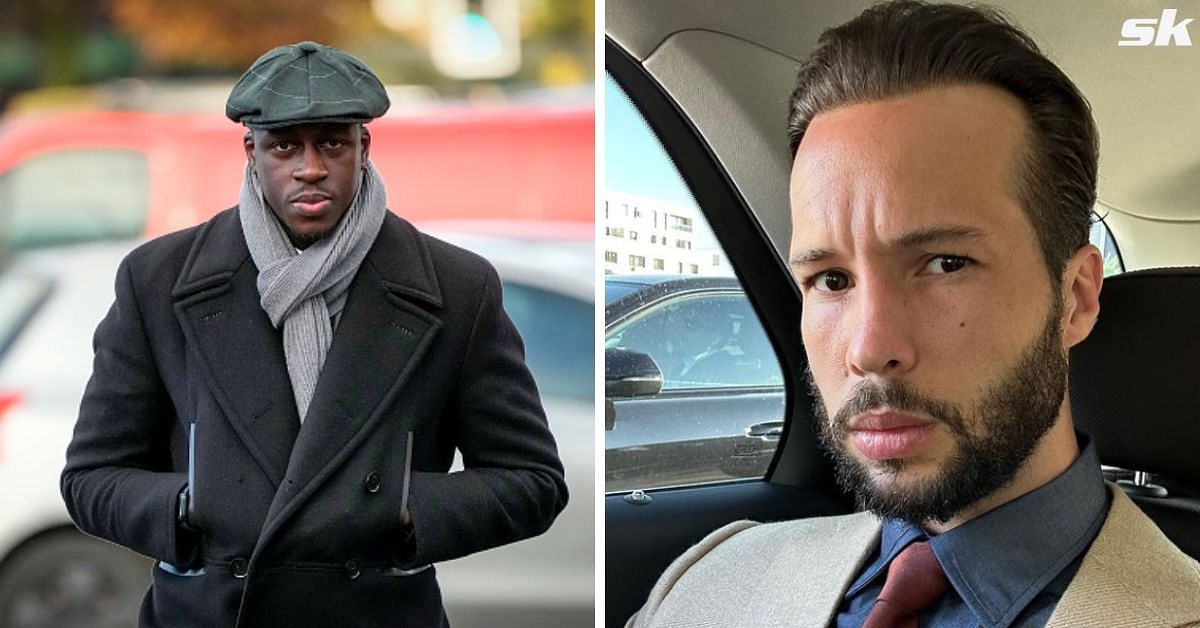 Tristan Tate reacts after ex-Manchester City player Benjamin Mendy was found not guilty in rape trial