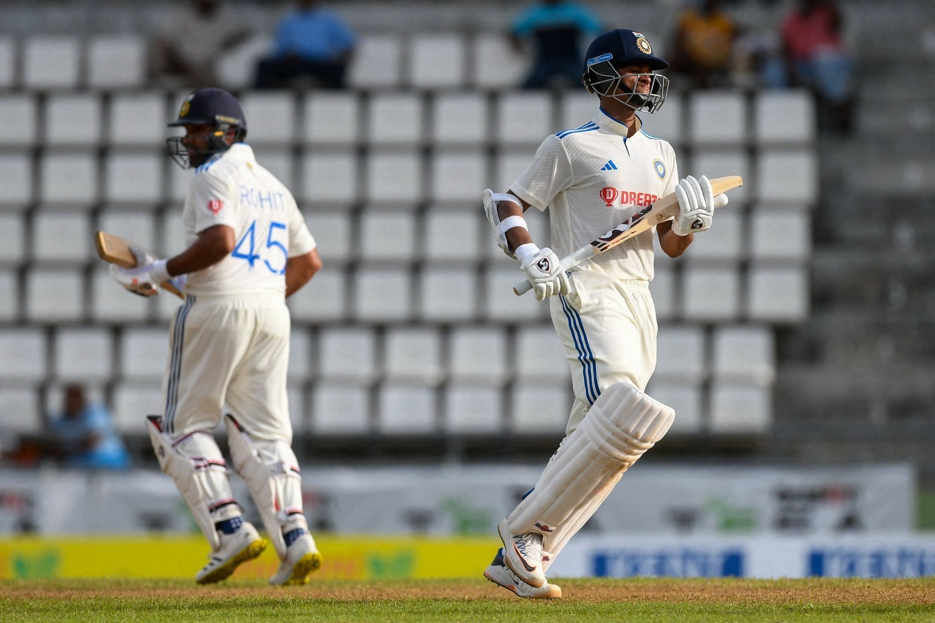 Yashasvi Jaiswal (right) added 229 runs for the first wicket with Rohit Sharma.  (Image: BCCI)