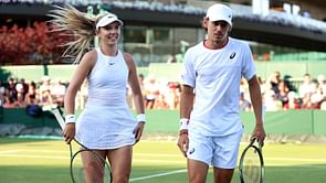 "Made it through with zero domestics" - Katie Boulter jokes after winning mixed doubles 1R with boyfriend Alex de Minaur at Wimbledon