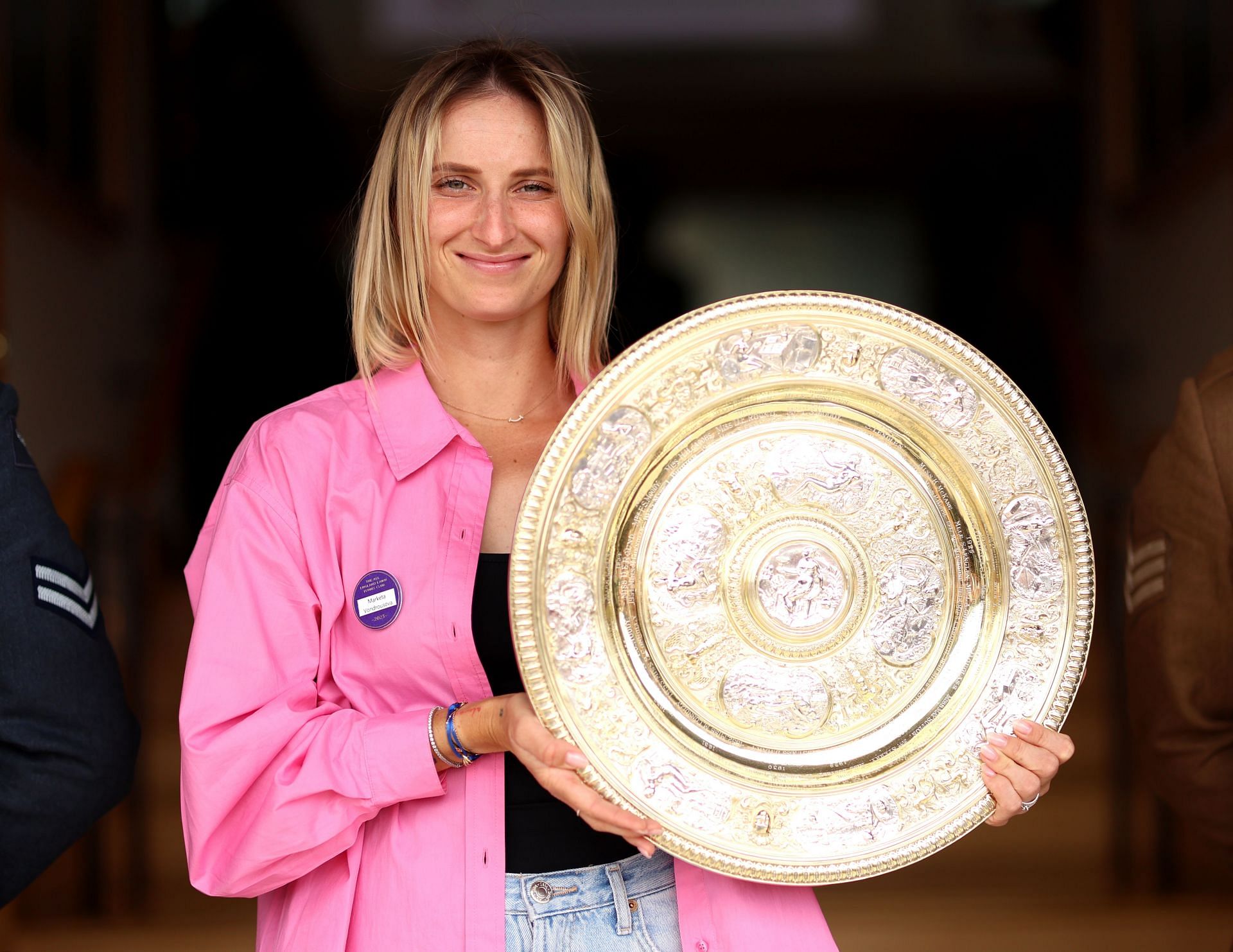 Marketa Vondrousova of the Czech Republic with the Wimbledon trophy