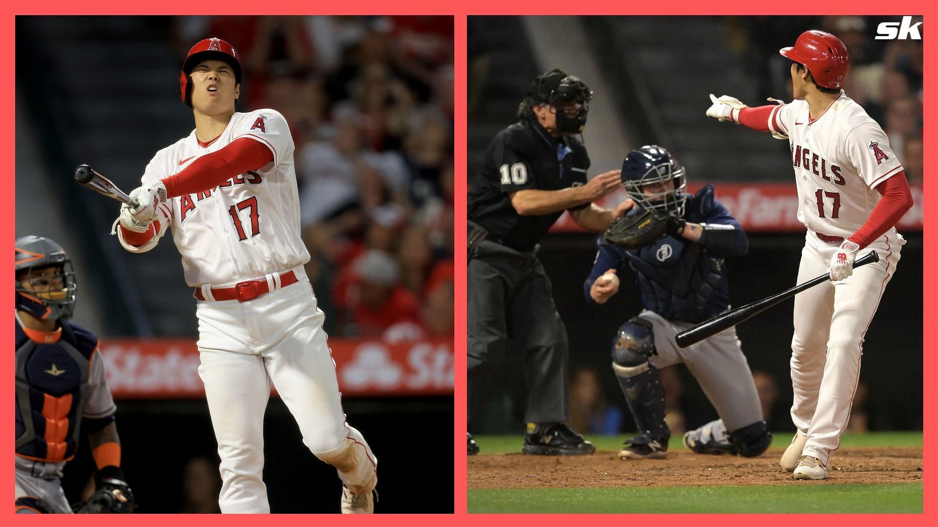 Los Angeles Angels designated hitter Shohei Ohtani wears a jersey with his  nickname SHOWTIME on the back as he bats during the Major League Baseball  game against the Houston Astros at Angel