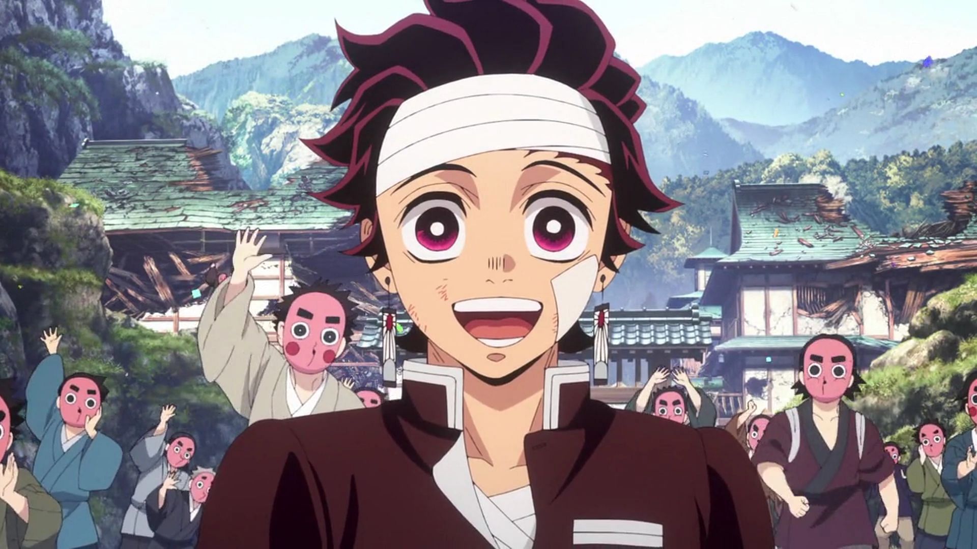 A cheery Tanjiro as seen in the anime series (Image via Ufotable)