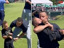 Watch: Steph Curry playfully embraces his 3-year-old son Canon after scripting history on the golf course- "Did you win?"