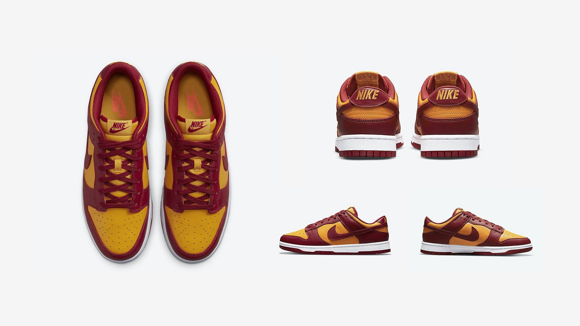 The upcoming Nike Dunk Low &quot;Midas Gold&quot; sneakers come clad in classic 49ers team colors (Image via Sportskeeda)