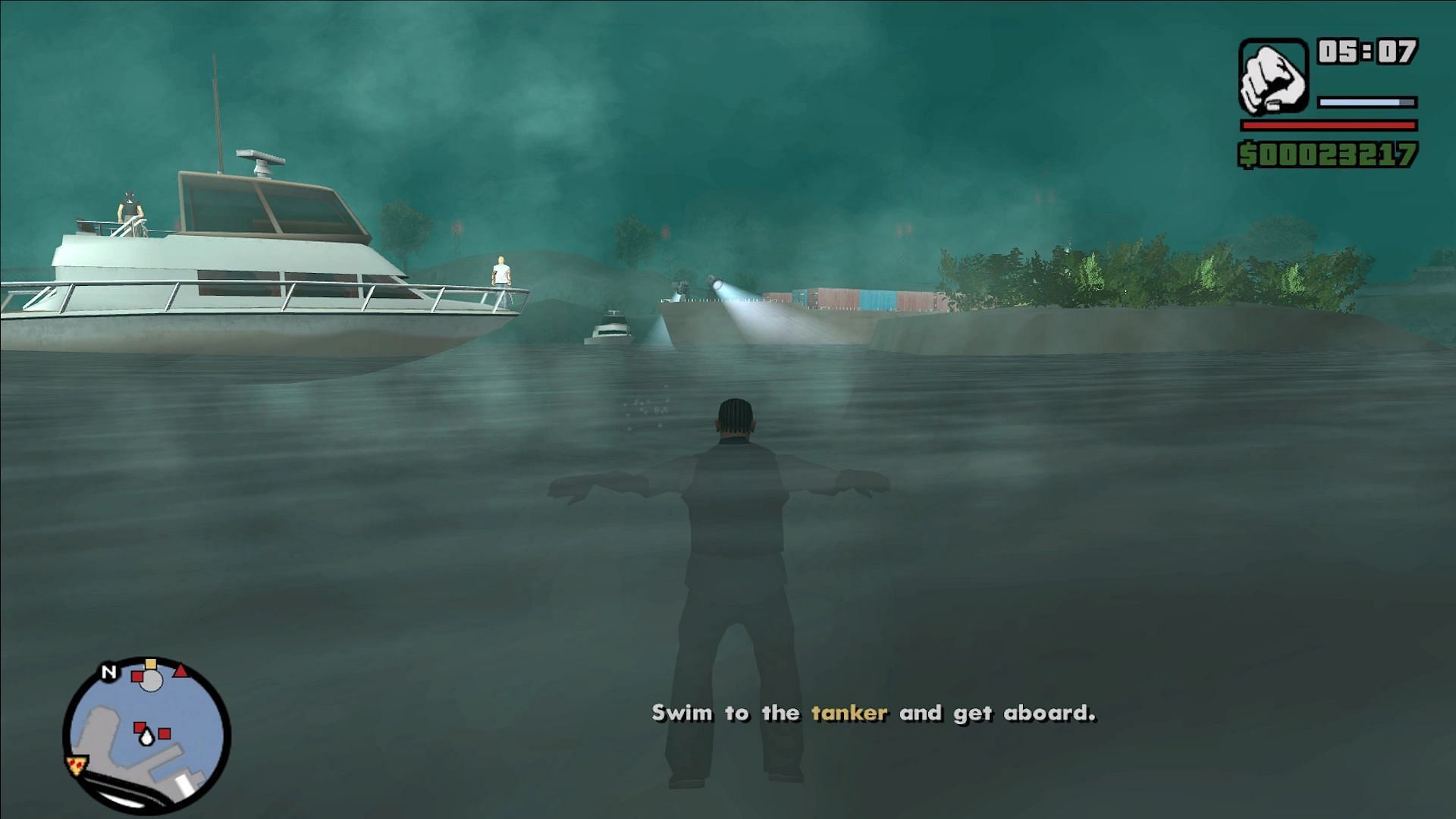Most protagonists couldn't swim like CJ could (Image via GTA Wiki)