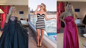 WATCH: Camille Kostek trying out various outfits for fans to wear at Barbie's World Premiere