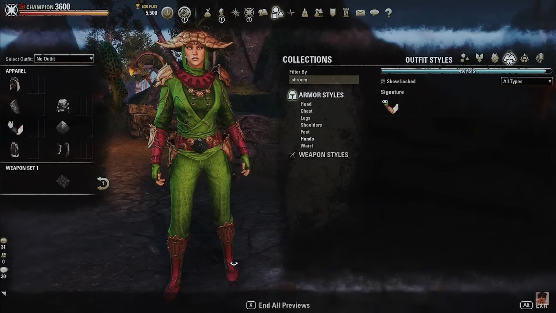 Shroomtender outfits are popular in ESO Necrom (Image via Zenimax Online Studios)