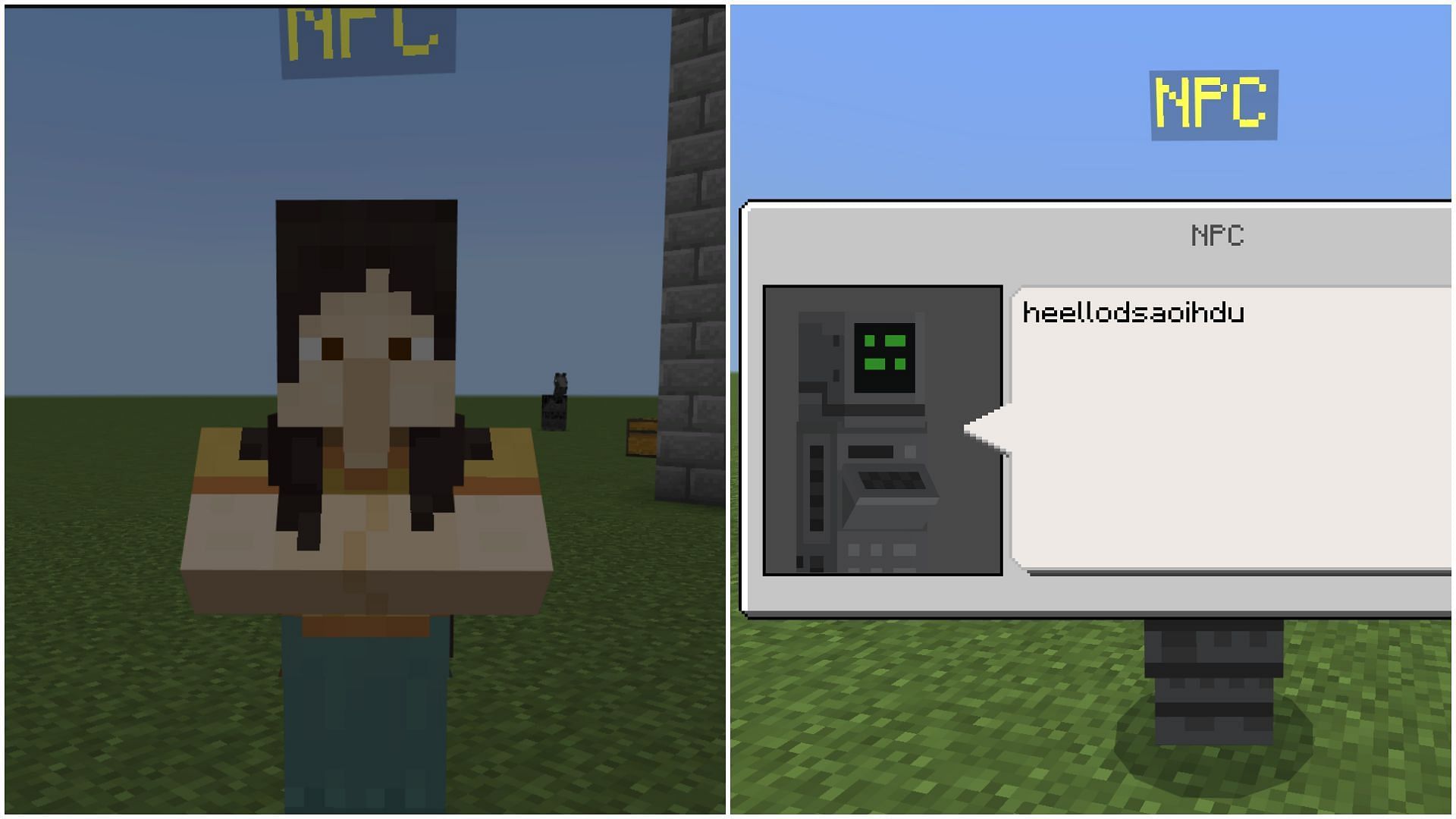 NPC entities in Minecraft Bedrock Edition can have any kind of dialogue (Image via Sportskeeda)
