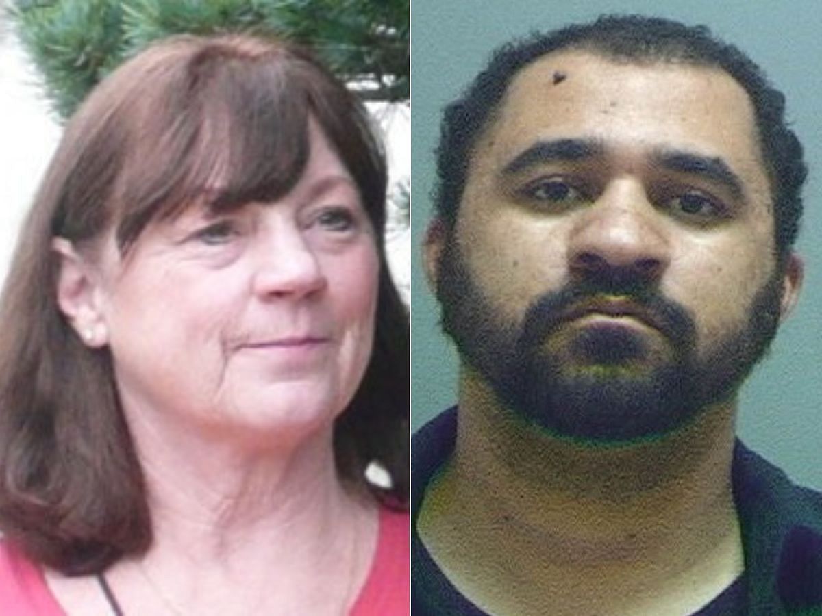 Sherry Black [left] and her killer Adam Durborow [right] (Image via The Deck Podcast/YouTube, Twitter/@GarnaMejiaKSL)