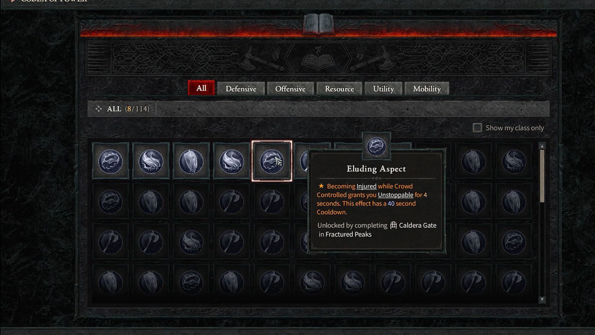 Eluding Aspect can be used to leverage Injured debuff (Image via Blizzard Entertainment)