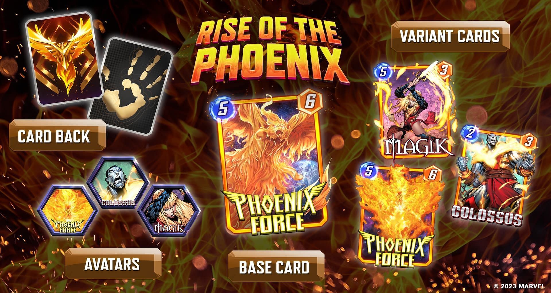 All Marvel Snap Rise of the Phoenix Season Pass rewards