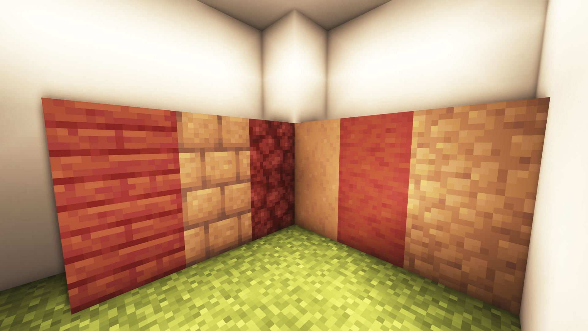 This block palette consists of red and light brown colored blocks (Image via Mojang)
