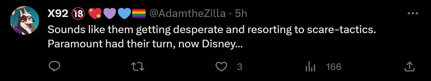 A tweet reply to Discussing Film&#039;s post about Disney&#039;s hiring spree (Image via Twitter)